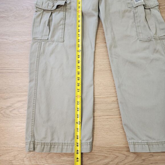 Levis Loose Straight Cargo Pants Mens 35x30 Khaki Workwear Distressed Bootcut - Picture 4 of 13